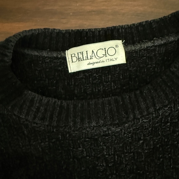 BELLAGIO ITALY CREWNECK SWEATER CHENILLE GRANDPACORE PREPPY VINTAGE BLK MEN XXL - Picture 8 of 12